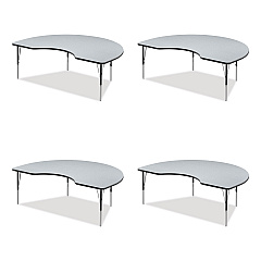 Correll Adjustable Activity Tables, Kidney Shaped, 72" x 48" x 19" to 29", Gray Top, Gray Legs, 4/Pallet (CRL4872TF15954P)