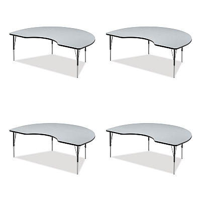 Correll Adjustable Activity Tables, Kidney Shaped, 72" x 48" x 19" to 29", Gray Top, Gray Legs, 4/Pallet (CRL4872TF15954P)
