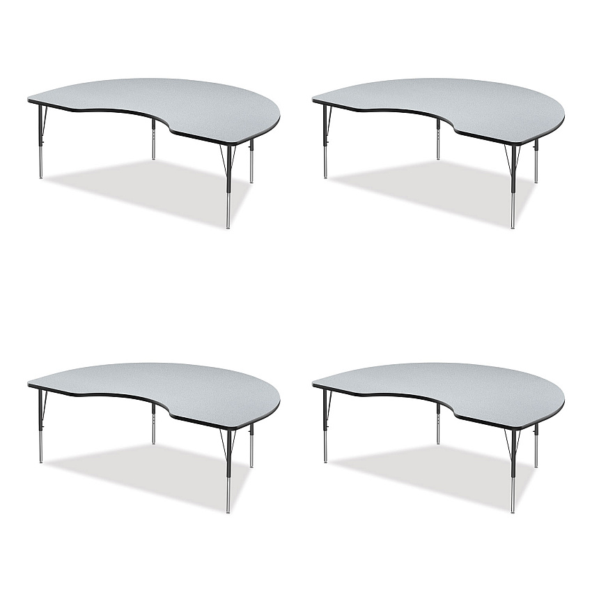 Correll Adjustable Activity Tables, Kidney Shaped, 72" x 48" x 19" to 29", Gray Top, Gray Legs, 4/Pallet (CRL4872TF15954P)