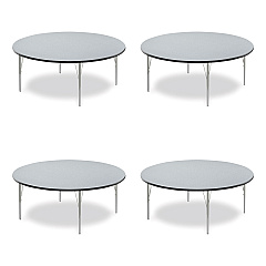 Correll Height Adjustable Activity Tables, Round, 60" x 19" to 29", Gray Granite Top, Gray Legs, 4/Pallet (CRL60TFRD15954P)