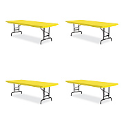 Correll Adjustable Folding Tables, Rectangular, 60" x 30" x 22" to 32", Yellow Top, Black Legs, 4/Pallet (CRLRA3060284P)