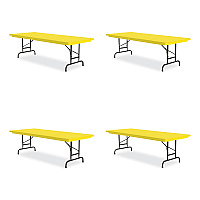 Correll Adjustable Folding Tables, Rectangular, 60" x 30" x 22" to 32", Yellow Top, Black Legs, 4/Pallet (CRLRA3060284P)