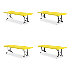 Correll Adjustable Folding Tables, Rectangular, 60" x 30" x 22" to 32", Yellow Top, Black Legs, 4/Pallet (CRLRA3060284P)