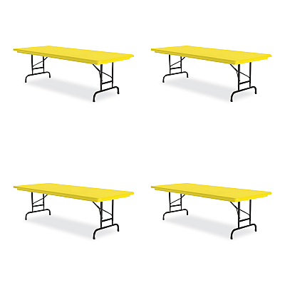 Correll Adjustable Folding Tables, Rectangular, 60" x 30" x 22" to 32", Yellow Top, Black Legs, 4/Pallet (CRLRA3060284P)