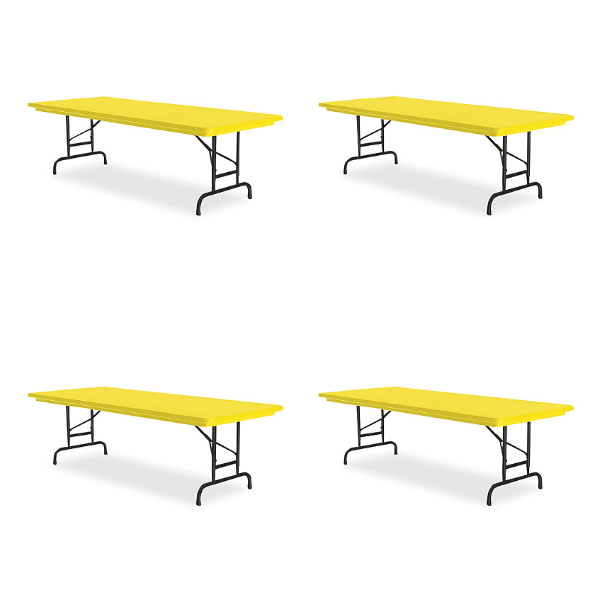 Correll Adjustable Folding Tables, Rectangular, 60" x 30" x 22" to 32", Yellow Top, Black Legs, 4/Pallet (CRLRA3060284P)