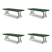Correll Adjustable Folding Tables, Rectangular, 60" x 30" x 22" to 32", Green Top, Black Legs, 4/Pallet (CRLRA3060294P)