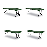 Correll Adjustable Folding Tables, Rectangular, 60" x 30" x 22" to 32", Green Top, Black Legs, 4/Pallet (CRLRA3060294P)