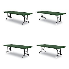 Correll Adjustable Folding Tables, Rectangular, 60" x 30" x 22" to 32", Green Top, Black Legs, 4/Pallet (CRLRA3060294P)