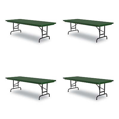 Correll Adjustable Folding Tables, Rectangular, 60" x 30" x 22" to 32", Green Top, Black Legs, 4/Pallet (CRLRA3060294P)