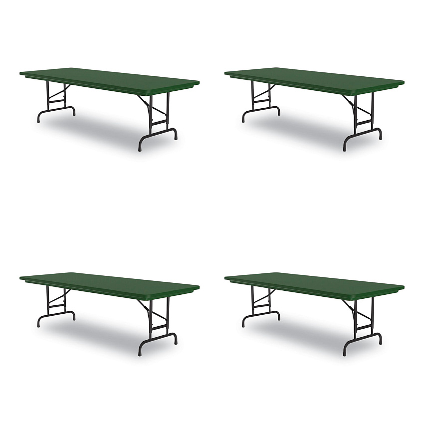 Correll Adjustable Folding Tables, Rectangular, 60" x 30" x 22" to 32", Green Top, Black Legs, 4/Pallet (CRLRA3060294P)