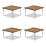 Correll Adjustable Activity Tables, Square, 48" x 48" x 19" to 29", Medium Oak Top, Silver Legs, 4/Pallet (CRL4848TF06954P)