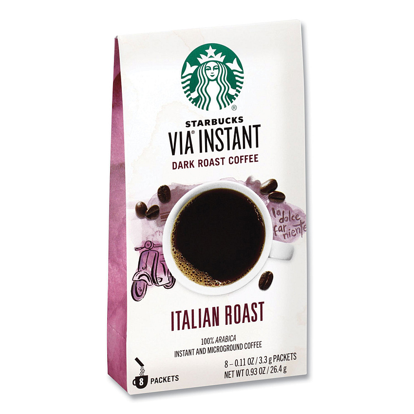 Starbucks VIA Ready Brew Coffee, 0.11 oz, Italian Roast, 8/Pack, 12 Packs/Carton (SBK12407838)