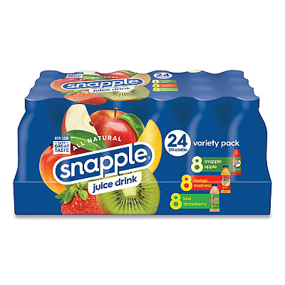 Juice Drink Variety Pack, Snapple Apple, Kiwi Strawberry, Mango Madness, 20 oz Bottle, 24/Carton (GRR22000813)