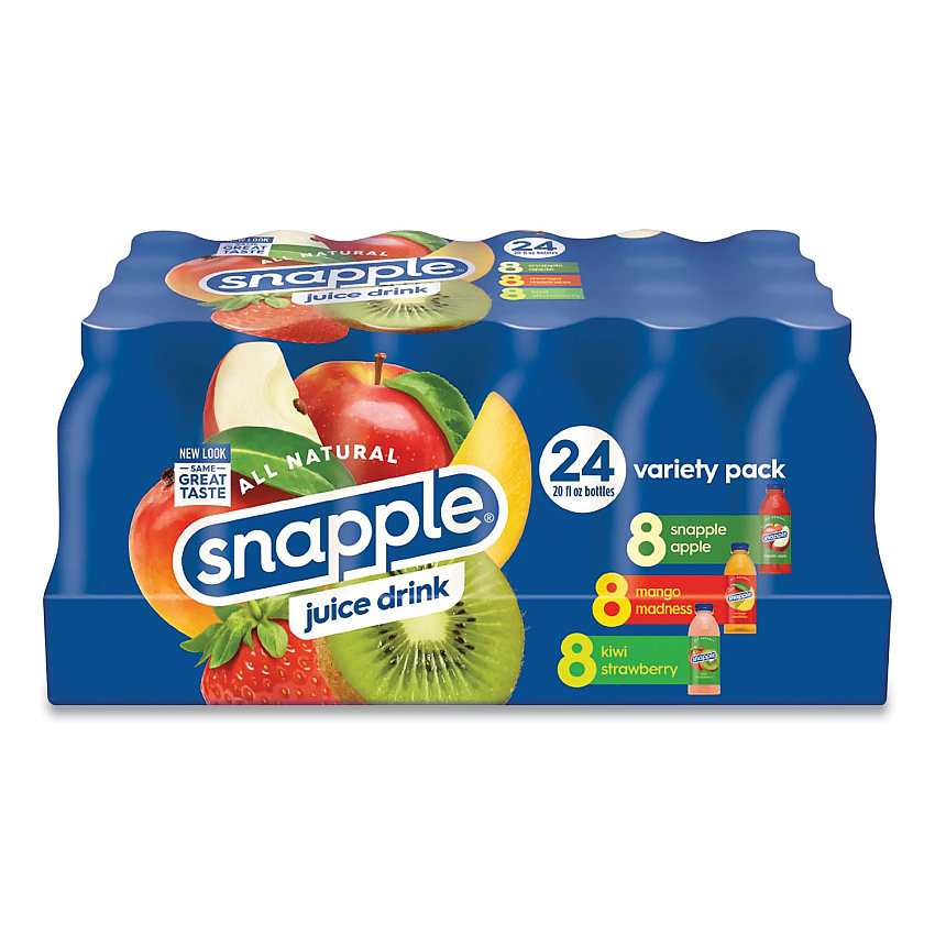 Juice Drink Variety Pack, Snapple Apple, Kiwi Strawberry, Mango Madness, 20 oz Bottle, 24/Carton (GRR22000813)