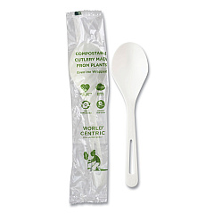 World Centric TPLA Compostable Cutlery, Soup Spoon, White, 750/Carton (WORSOPSI)