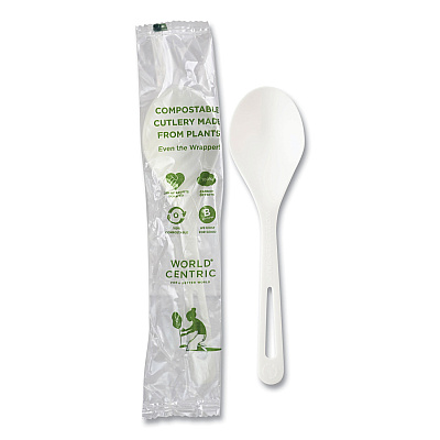 World Centric TPLA Compostable Cutlery, Soup Spoon, White, 750/Carton (WORSOPSI)