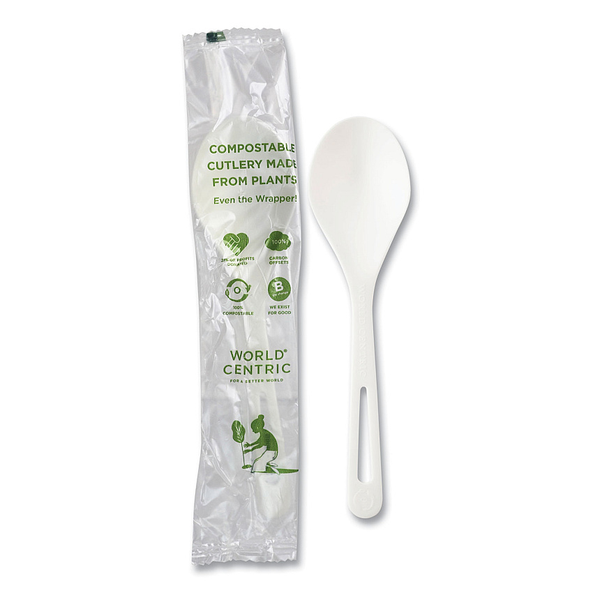 World Centric TPLA Compostable Cutlery, Soup Spoon, White, 750/Carton (WORSOPSI)