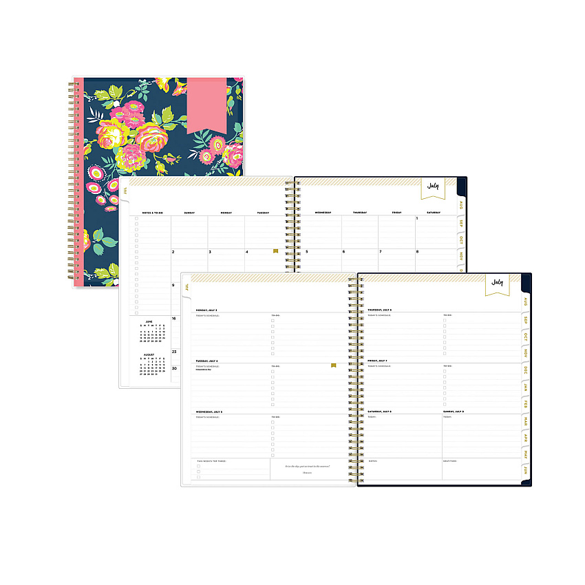 Blue Sky Day Designer Peyton Create-Your-Own Cover Weekly/Monthly Planner, Floral, 11 x 8.5, Navy, 12-Month (July to June): 2025-2026 (107924)