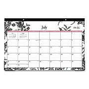Blue Sky Analeis Academic Year Desk Pad Calendar, Floral Artwork, 17 x 11, White/Black/Coral Sheets, 12-Month (July-June): 2025-2026 (130617)
