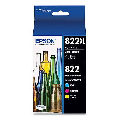 Epson T822XLXCS (T822XL) DURABrite Ultra High-Yield Ink, Black/Cyan/Magenta/Yellow