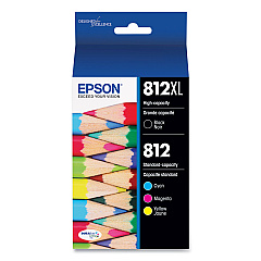 Epson T812XLXCS (T812XL) DURABrite Ultra High-Yield Ink, Black/Cyan/Magenta/Yellow
