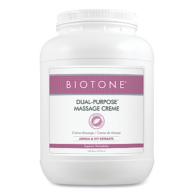 Biotone Dual-Purpose Massage Creme, 1 gal Jar, Unscented (BTNDPC1G)