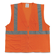 PIP ANSI Class 2 Two-Pocket Zipper Mesh Safety Vest, Polyester Mesh, X-Large, Orange (PID3020702ZORXL)
