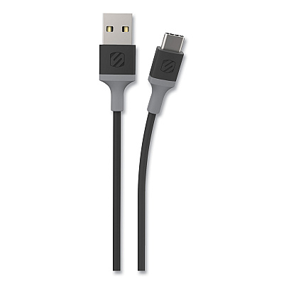 Scosche strikeLINE Braided Cable for USB-C Devices, 4 ft, Black/Gray (SOSCA4BYSP)
