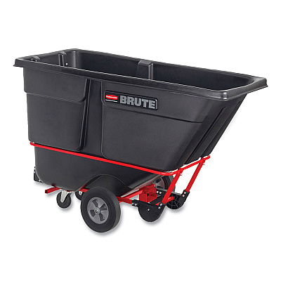 Rubbermaid Commercial BRUTE Forkliftable Rotomolded Tilt Truck, 202 gal, 1,250 lb Capacity, Polyethylene/Steel, Black/Red (RCP131542BLA)
