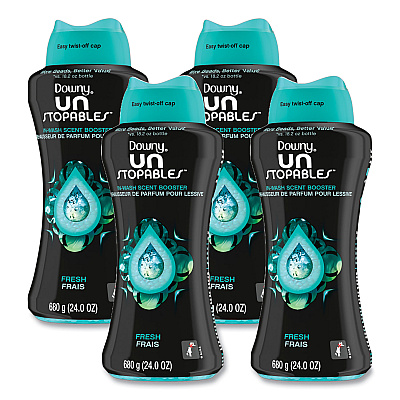 Downy Unstopables In-Wash Scent Booster Beads, Fresh Scent, 24 oz Pour Bottle, 4/Carton (PGC08726)