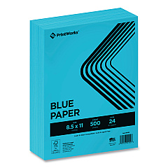 Printworks Color Paper, 24 lb Text Weight, 8.5 x 11, Blue, 500/Ream (PRB00102)