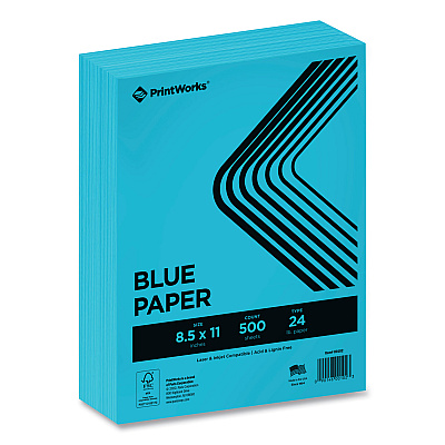 Printworks Color Paper, 24 lb Text Weight, 8.5 x 11, Blue, 500/Ream (PRB00102)