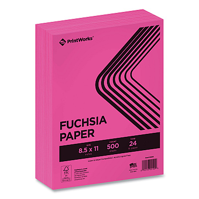 Printworks Color Paper, 24 lb Text Weight, 8.5 x 11, Fuchsia, 500/Ream (PRB00100)