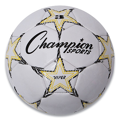 Champion Sports VIPER Soccer Ball, No. 3 Size, 7.25" to 7.5" Diameter, White (CSIVIPER3)