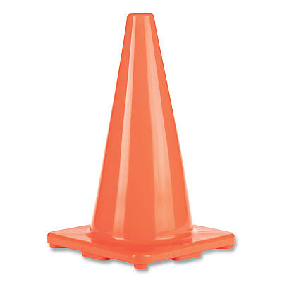 Champion Sports Hi-Visibility Vinyl Cones, 18" Tall, Fluorescent Orange, 10.63" x 10.63" Base (CSIC18OR)