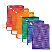 Champion Sports Heavy-Duty Mesh Bag, 12" x 18", Gold, Green, Orange, Purple, Royal Blue, Scarlet Red, 6/Set (CSIMB18SET)