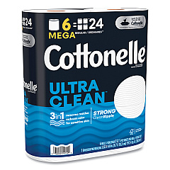 Cottonelle Ultra CleanCare Toilet Paper, Strong Tissue, Mega Rolls, Septic Safe, 1-Ply, White, 284/Roll, 6 Rolls/Pack, 36 Rolls/Carton (KCC55699)