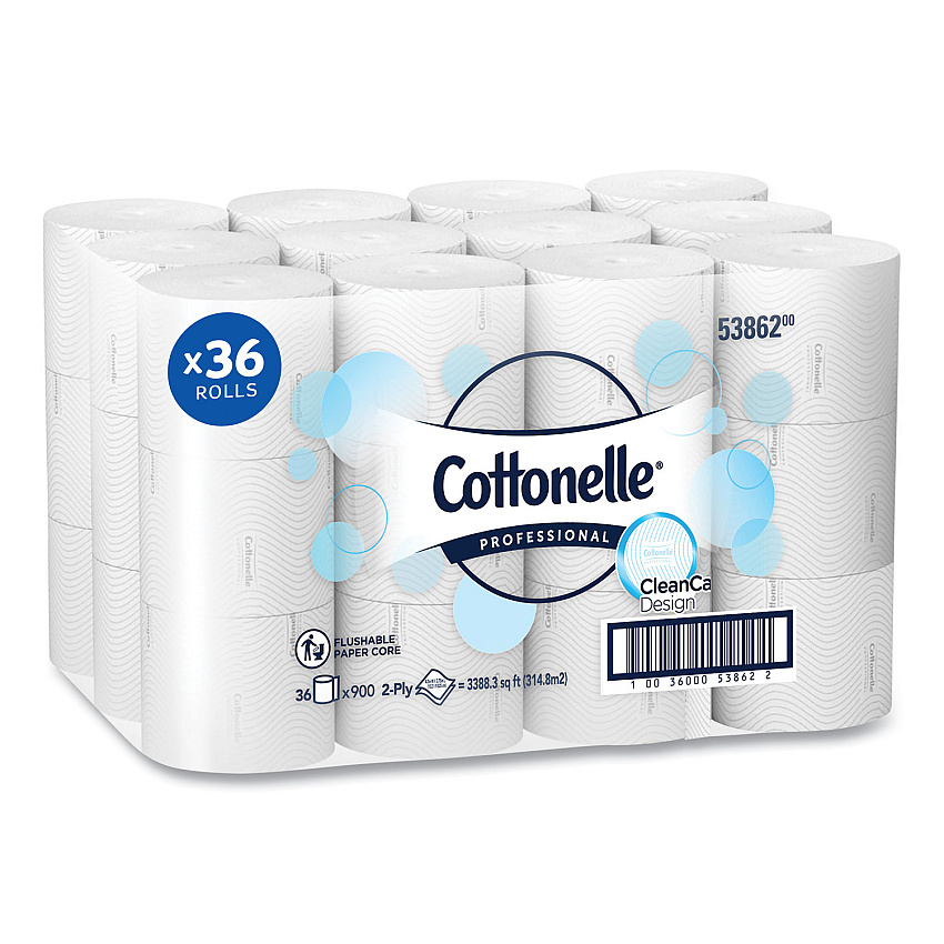 Cottonelle Clean Care Bathroom Tissue, Septic Safe, 2-Ply, White, 900 Sheets/Roll, 36 Rolls/Carton (KCC53862)