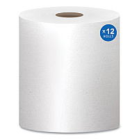 Scott Essential 100% Recycled Fiber Hard Roll Towel, 1-Ply, 8" x 800 ft, 1.5" Core, White, 12 Rolls/Carton (KCC01052)