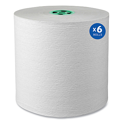 Kleenex Hard Roll Paper Towels with Premium Absorbency Pockets with Colored Core, Green Core, 1-Ply, 7.5" x 700 ft, White, 6 Rolls/CT (KCC25630)