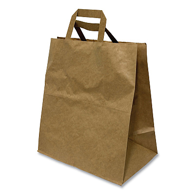 Kari-Out Kraft Paper Bags, Natural Kraft Flat Handles, 11" x 7" x 12", Brown, 250/Carton (KOT1200410)