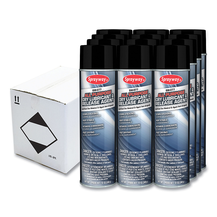 Sprayway All Purpose Dry Lubricant and Release Agent, 12 oz, Dozen (CGC077)