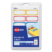 Avery Kids Handwritten Identification Labels, 1.75 x 0.75, Borders: Blue, Orange, Yellow, 12 Labels/Sheet, 5 Sheets/Pack (AVE41442)