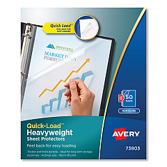 Avery Quick Top and Side Loading Sheet Protectors, Letter, Non-Glare, 50/Box (AVE73803)