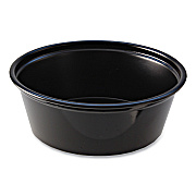Fabri-Kal Portion Cups, 1.5 oz, Squat, Black, 250/Sleeve, 10 Sleeves/Carton (FABPC150SB)