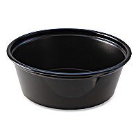 Fabri-Kal Portion Cups, 1.5 oz, Squat, Black, 250/Sleeve, 10 Sleeves/Carton (FABPC150SB)