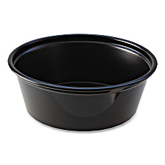 Fabri-Kal Portion Cups, 1.5 oz, Squat, Black, 250/Sleeve, 10 Sleeves/Carton (FABPC150SB)