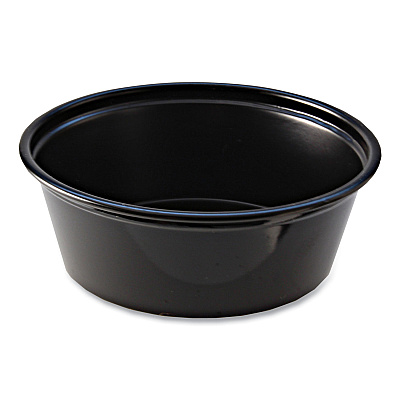 Fabri-Kal Portion Cups, 1.5 oz, Squat, Black, 250/Sleeve, 10 Sleeves/Carton (FABPC150SB)