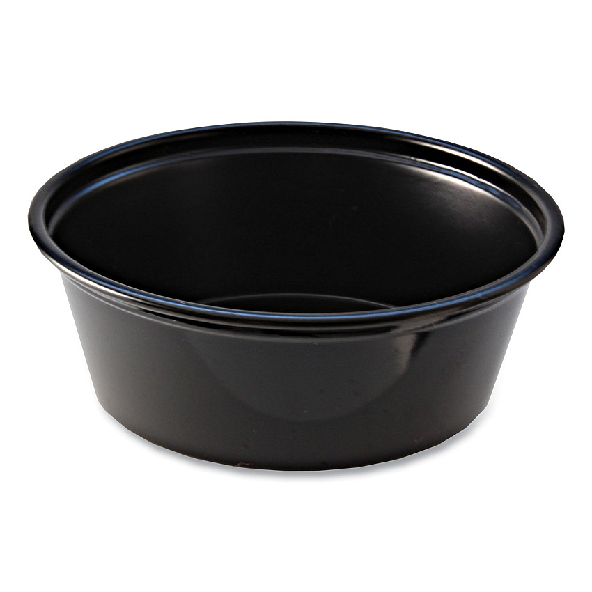 Fabri-Kal Portion Cups, 1.5 oz, Squat, Black, 250/Sleeve, 10 Sleeves/Carton (FABPC150SB)