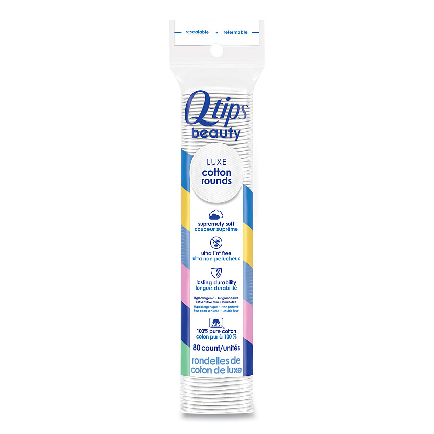 Q-tips Beauty Rounds, 80 Count, 12 Packs/Carton (UNI030521004573)